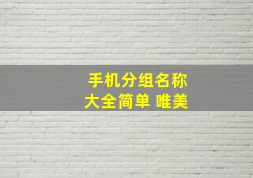 手机分组名称大全简单 唯美